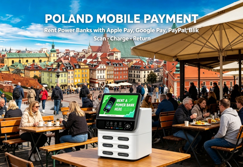 波兰共享充电宝移动支付，BLIK支付，Visa支付，Apple Pay NFC支付，中电核心本地支付对接，项目落地运营场景